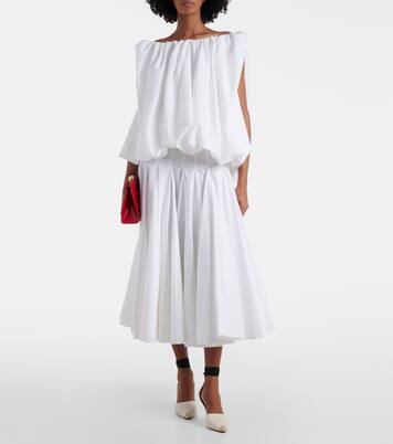 Lavande gathered off-shoulder cotton-blend top | Jacquemus