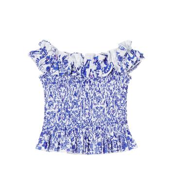 Alitza floral smocked cotton top | Poupette St Barth Kids