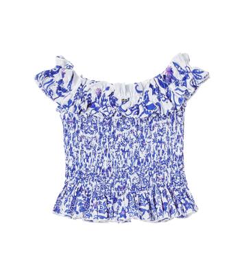 Alitza floral smocked cotton top | Poupette St Barth Kids