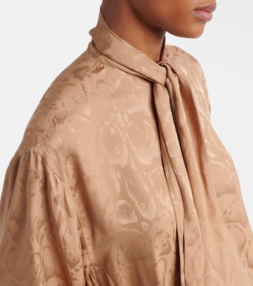 Leopard-print silk-blend jacquard blouse | Stella McCartney