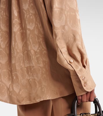 Leopard-print silk-blend jacquard blouse | Stella McCartney