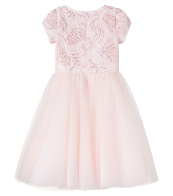 Sequined lace-trimmed tulle dress | Monnalisa