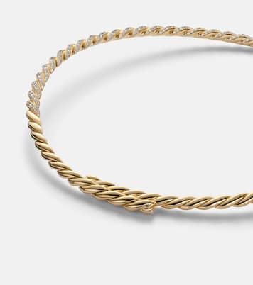 Sculpted Cable Flex 18kt gold (750/1000) choker with diamonds | David Yurman