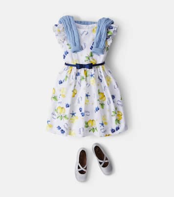 Vestido de algodón estampado con volantes | Monnalisa