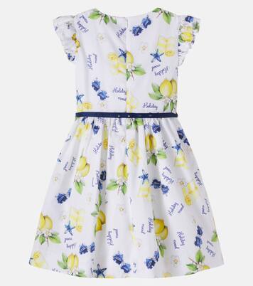 Vestido de algodón estampado con volantes | Monnalisa