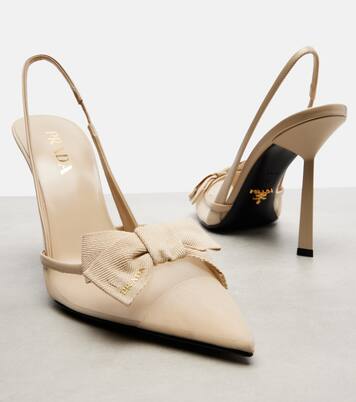 Bow-detail mesh slingback pumps | Prada