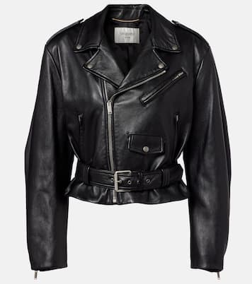 Chaqueta biker de piel cropped | Saint Laurent
