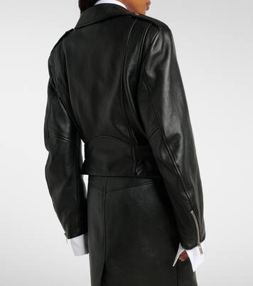 Chaqueta biker de piel cropped | Saint Laurent