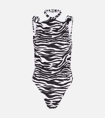 Halterneck zebra-print swimsuit | The Attico