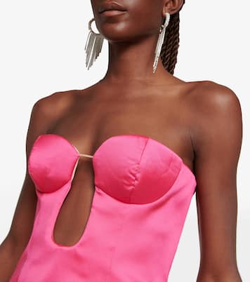 Strapless cutout satin minidress | Magda Butrym