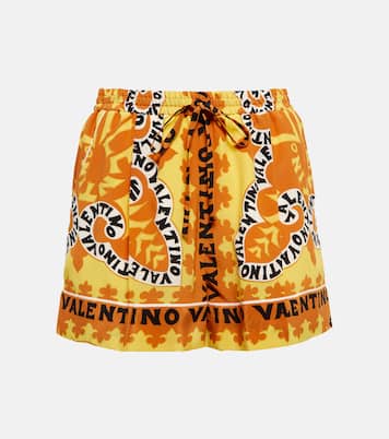 Shorts in crêpe di seta con stampa | Valentino