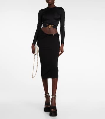Gonna midi a vita alta con risvolto | Versace