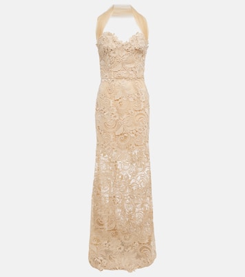 Vestido de fiesta con encaje de guipur | Oscar de la Renta