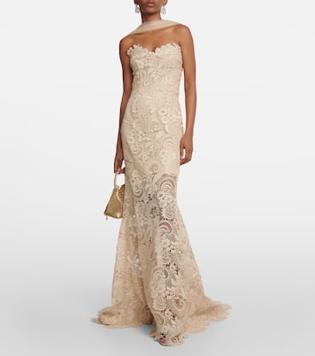 Vestido de fiesta con encaje de guipur | Oscar de la Renta