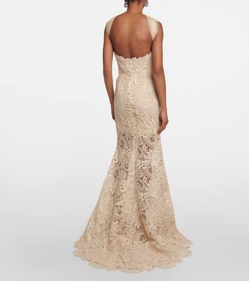 Vestido de fiesta con encaje de guipur | Oscar de la Renta