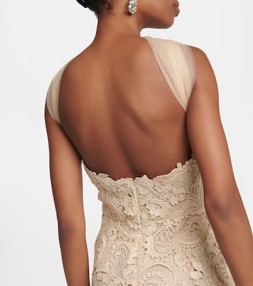 Vestido de fiesta con encaje de guipur | Oscar de la Renta