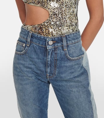 Jeans rectos Spliced de tiro medio | Stella McCartney