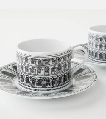 Architettura set of 6 teacups and saucers | Fornasetti
