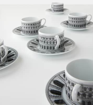 Architettura set of 6 teacups and saucers | Fornasetti