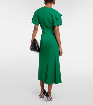 Gathered wool-blend midi dress  | Victoria Beckham
