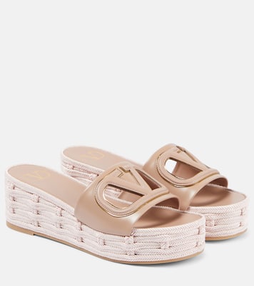 VLogo cutout leather espadrille slides | Valentino Garavani