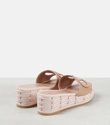 VLogo cutout leather espadrille slides | Valentino Garavani