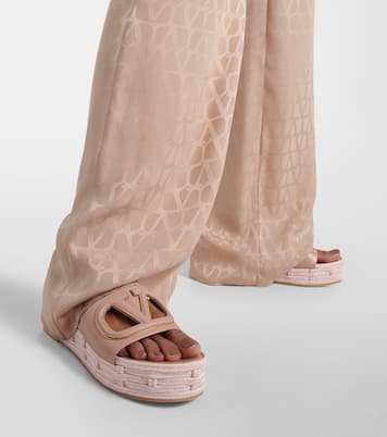 VLogo cutout leather espadrille slides | Valentino Garavani
