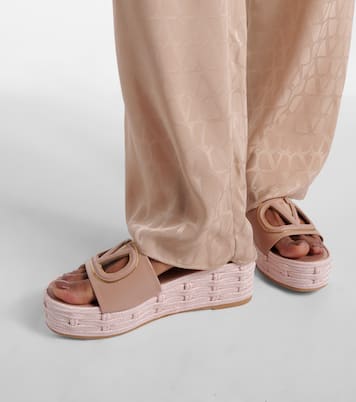 VLogo cutout leather espadrille slides | Valentino Garavani