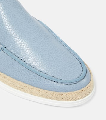 Raffia-trimmed leather loafers | Tod's