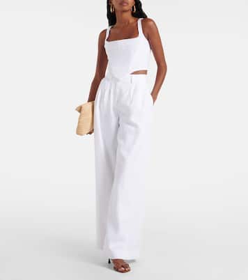 Sasha pleated linen wide-leg pants | Staud