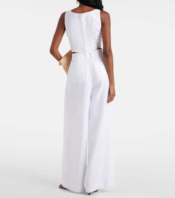 Sasha pleated linen wide-leg pants | Staud