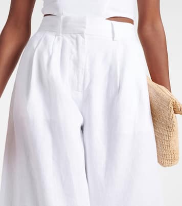 Sasha pleated linen wide-leg pants | Staud