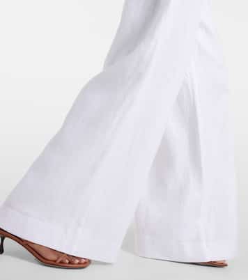 Sasha pleated linen wide-leg pants | Staud