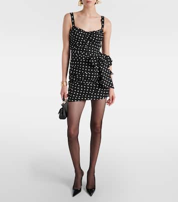 Vestido corto de mezcla de algodón con lunares | Dolce&Gabbana