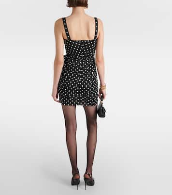 Vestido corto de mezcla de algodón con lunares | Dolce&Gabbana