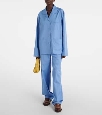 Camicia in popeline di cotone con logo | Miu Miu