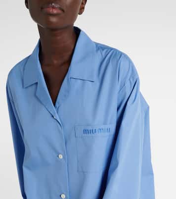 Camicia in popeline di cotone con logo | Miu Miu