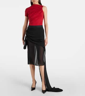Draped chiffon midi skirt | Didu
