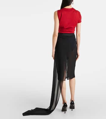 Draped chiffon midi skirt | Didu
