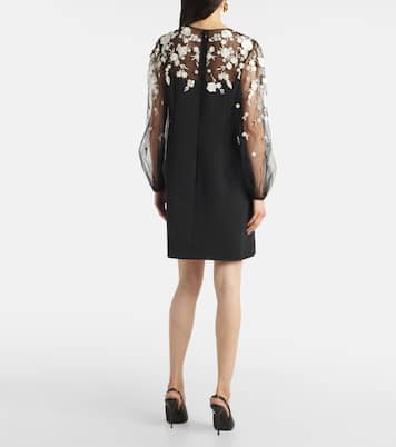 Vestido corto con mangas abullonadas bordado | Carolina Herrera