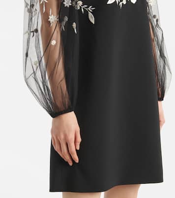 Vestido corto con mangas abullonadas bordado | Carolina Herrera