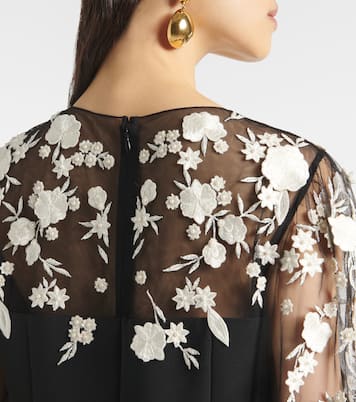 Vestido corto con mangas abullonadas bordado | Carolina Herrera