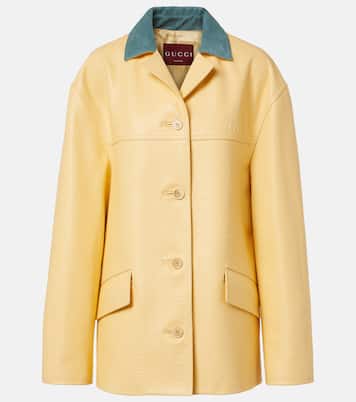 Giacca in pelle con velluto | Gucci