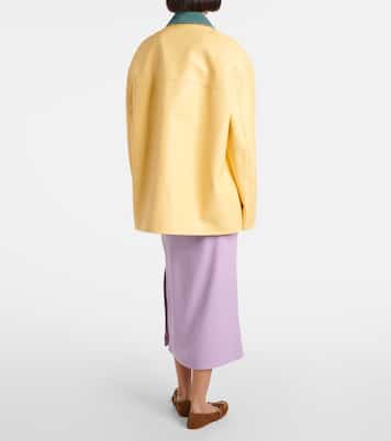 Giacca in pelle con velluto | Gucci