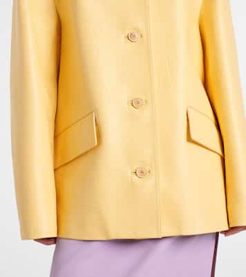 Giacca in pelle con velluto | Gucci