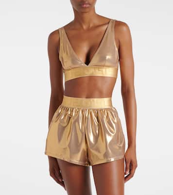 Short de bain métallisé à logo | Versace
