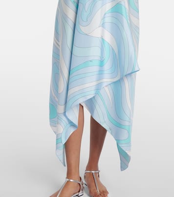 Abito midi asimmetrico Marmo in twill di seta | Pucci
