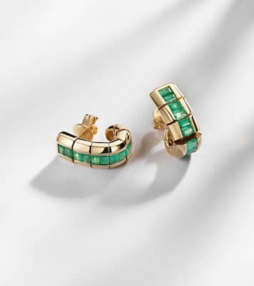 Scales 18kt gold earrings with emeralds | Shay Jewelry