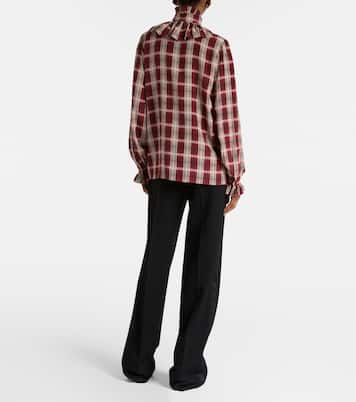 Blouse en soie à carreaux | Saint Laurent