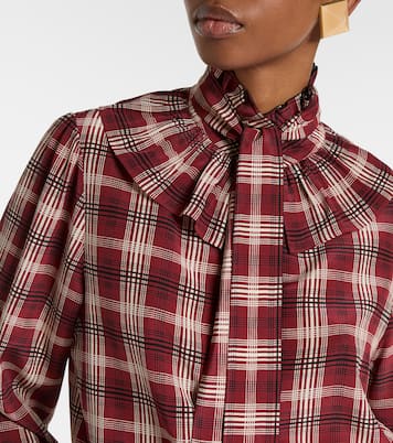 Blouse en soie à carreaux | Saint Laurent